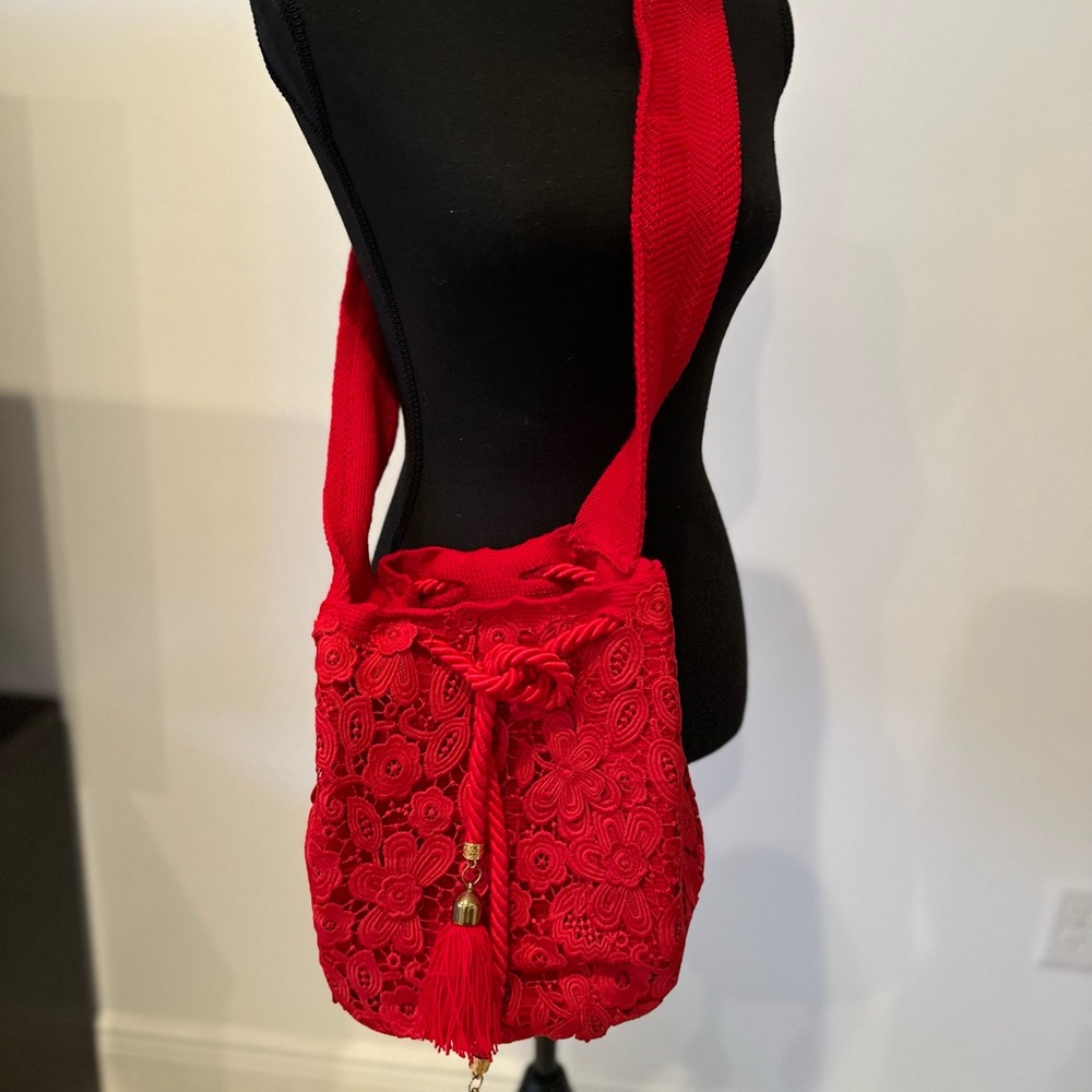 NEW Original Wayu bag. 
Red Floral Embroidered Shoulder Bag